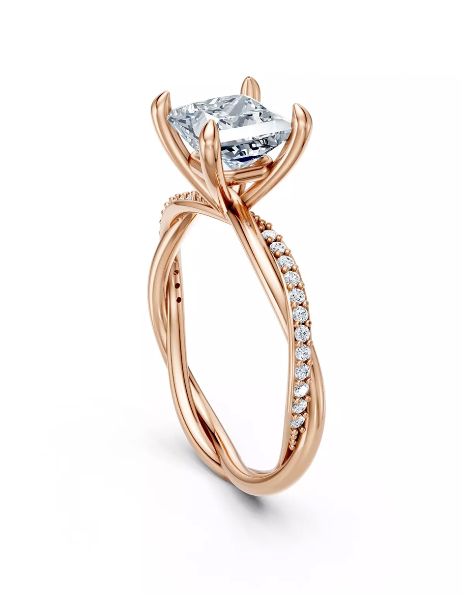 Anillo de compromiso de Oro 14 k zirconia cúbica 4