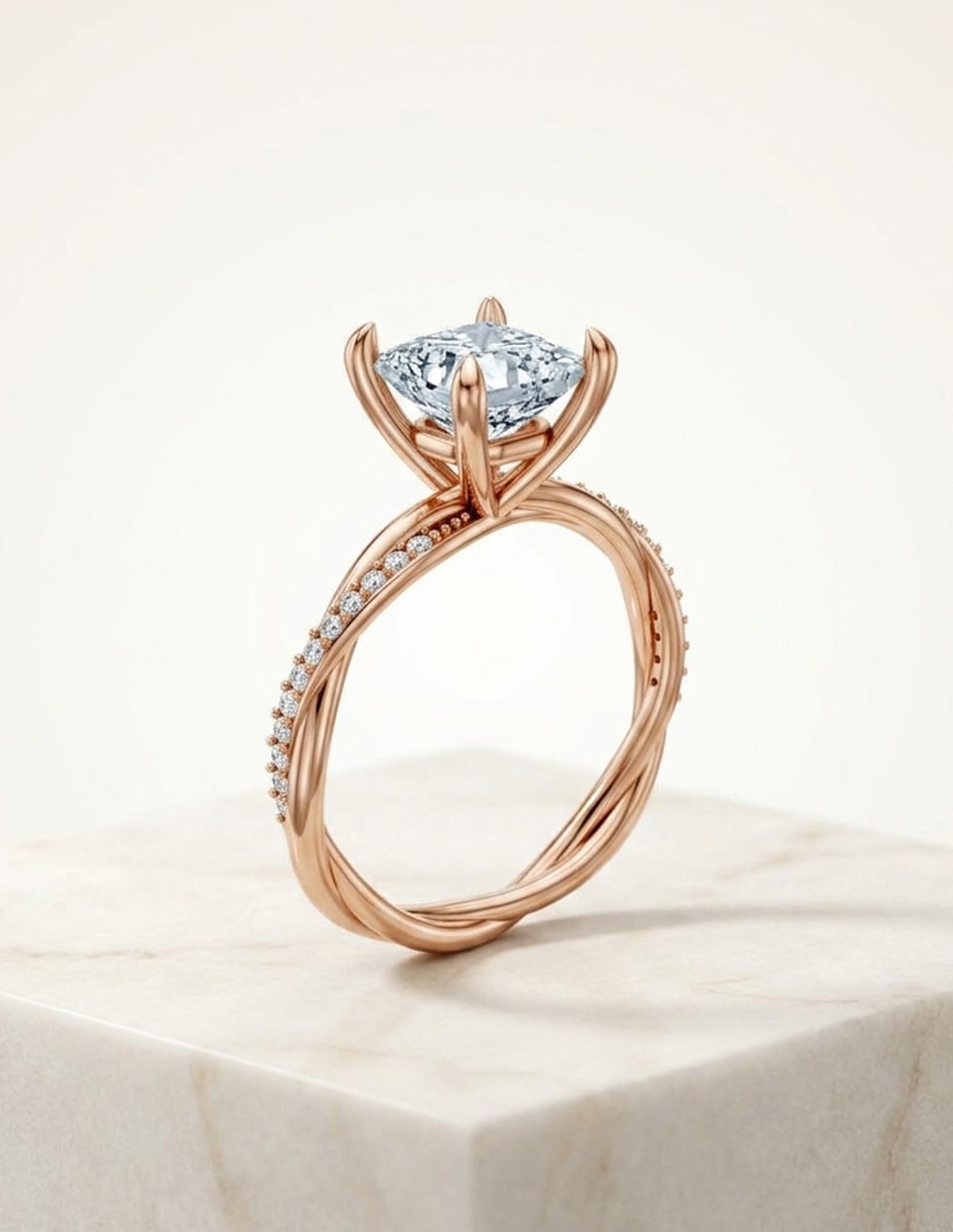 Anillo de compromiso de Oro 14 k zirconia cúbica 6