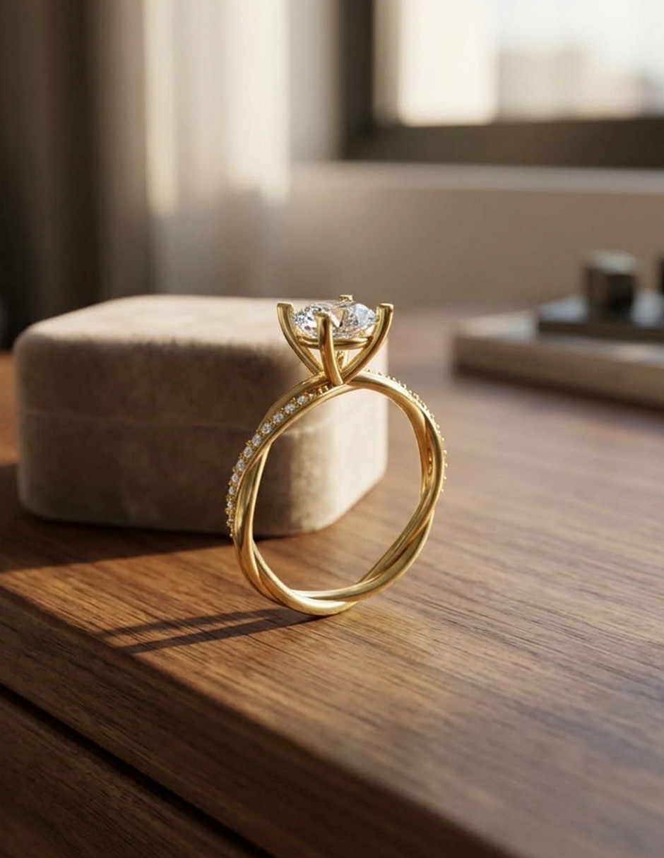 Anillo de compromiso de Oro 9 k zirconia cúbica 7