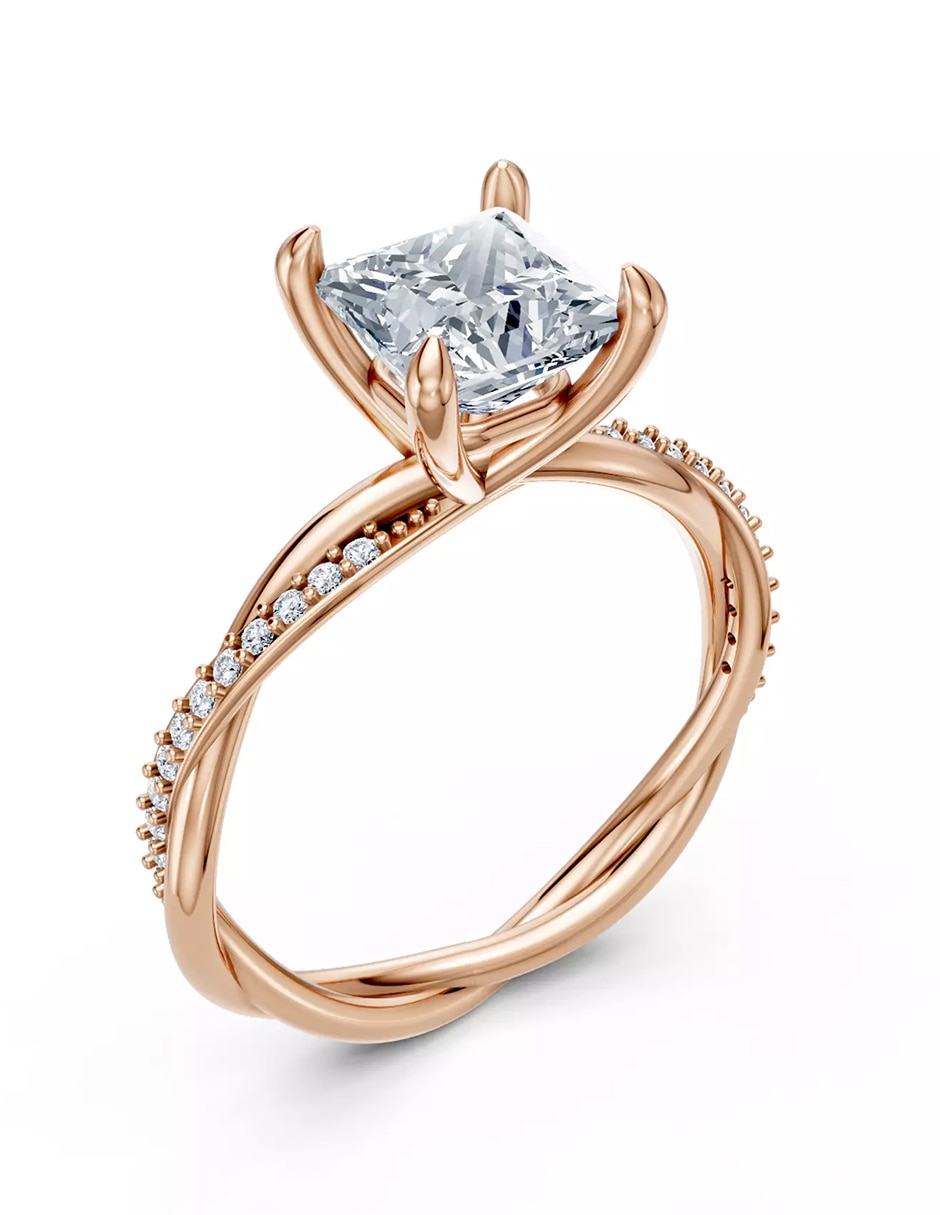 Anillo de compromiso de Oro 18 k zirconia cúbica 6