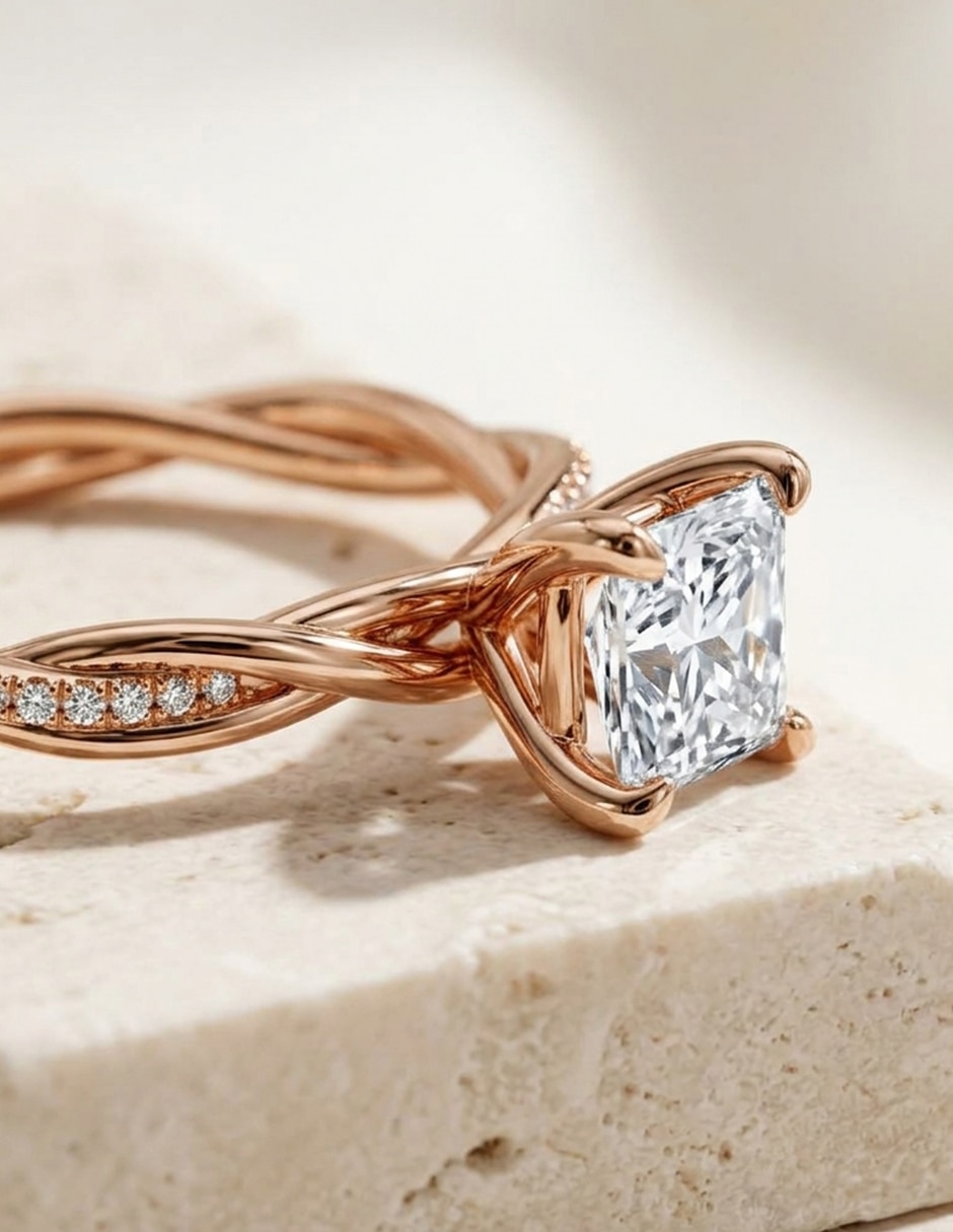 Anillo de compromiso de Oro 18 k zirconia cúbica 8