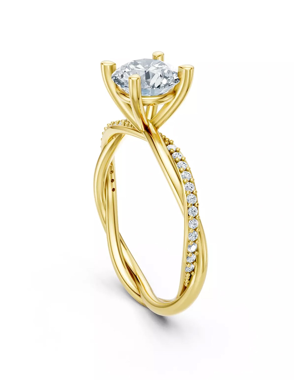 Anillo de compromiso de oro 14 k Amore Mio zirconia cúbica