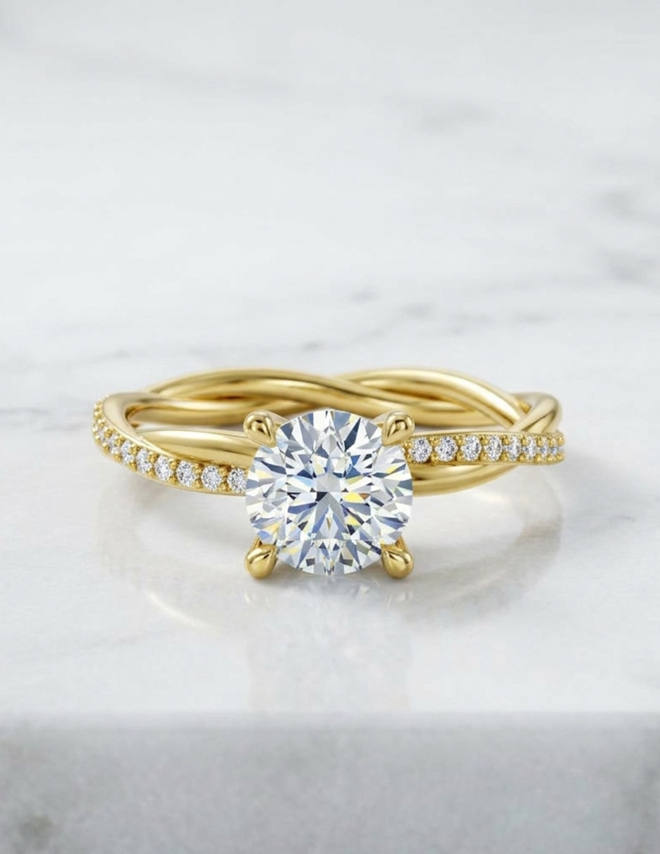 Anillo de compromiso de oro 14 k Amore Mio zirconia cúbica