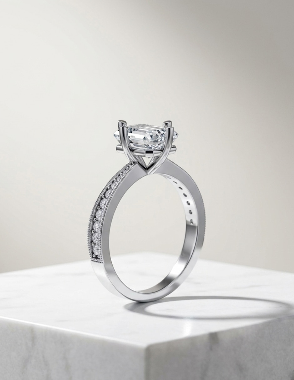 Anillo de compromiso de Oro 14 k zirconia cúbica 7