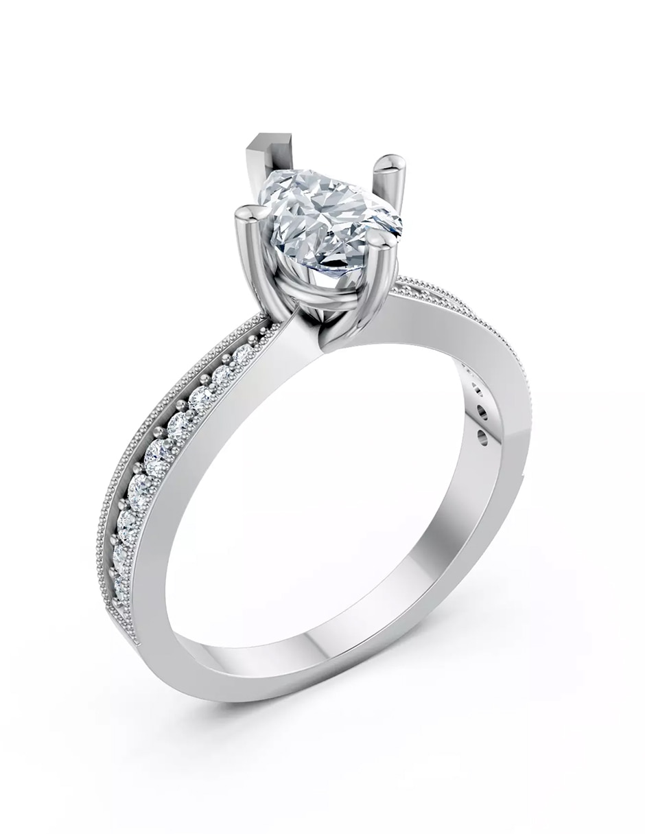 Anillo de compromiso de Oro 14 k zirconia cúbica 5