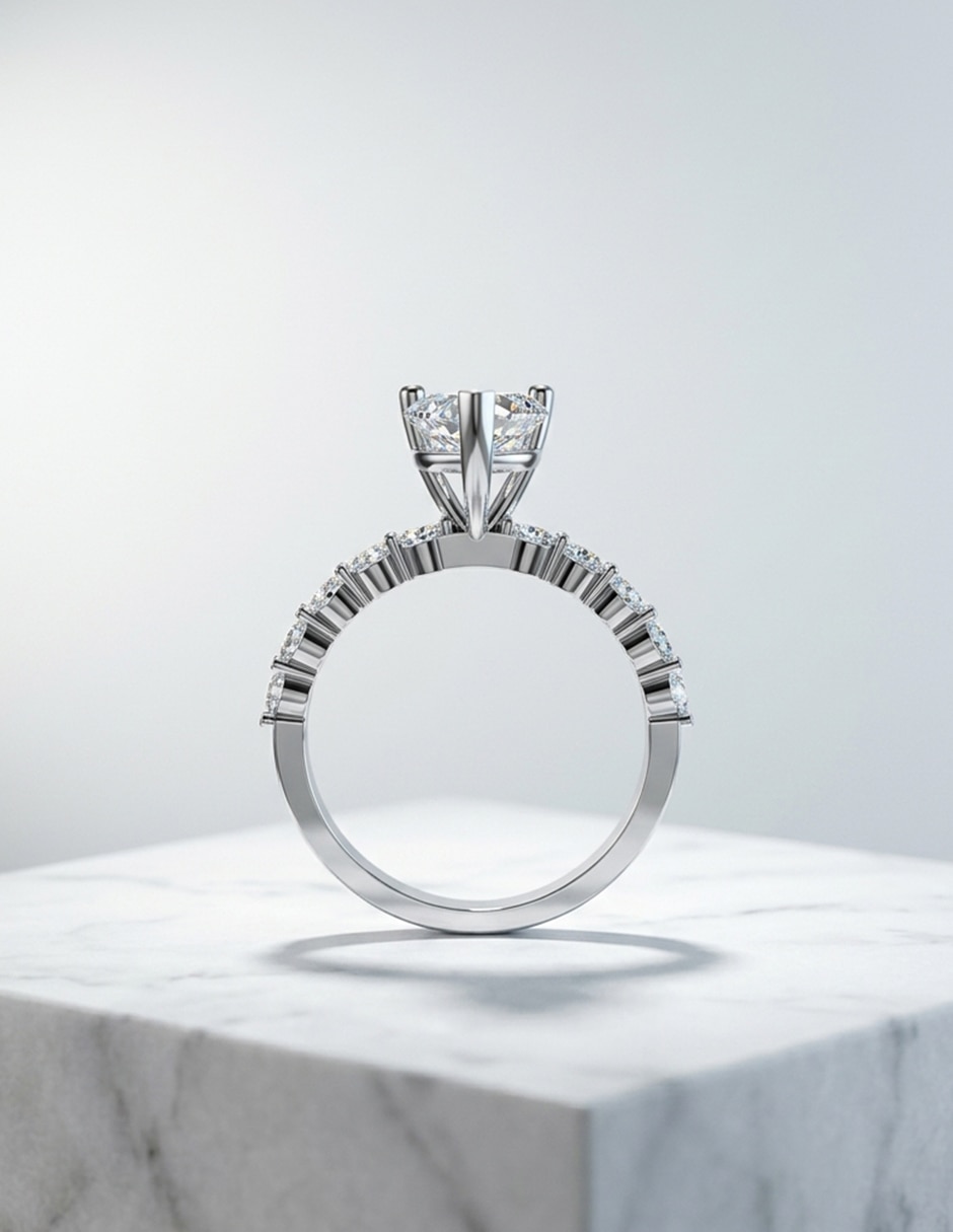 Anillo de compromiso de Oro 18 k zirconia cúbica 7