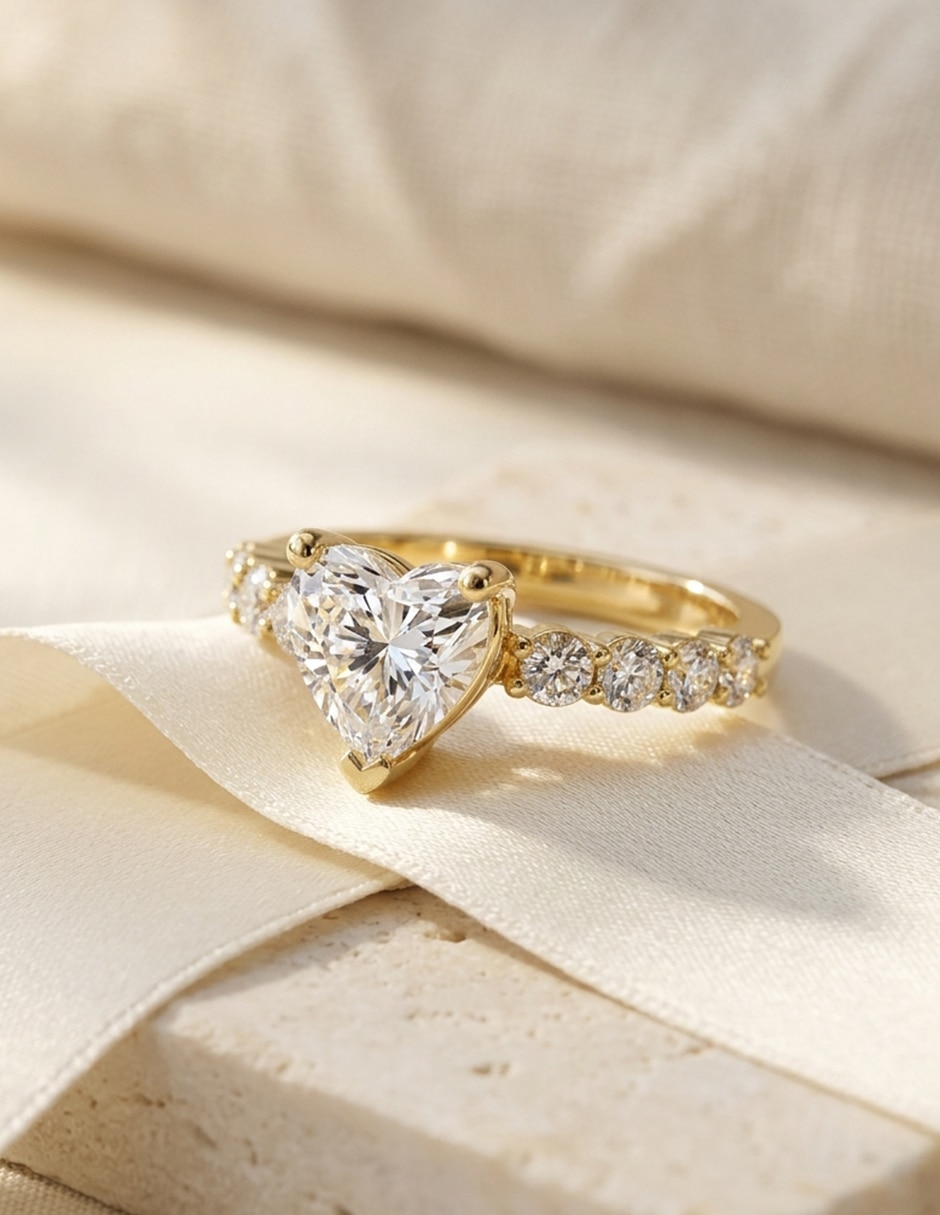 Anillo de compromiso de oro 14 k Amore Mio zirconia cúbica