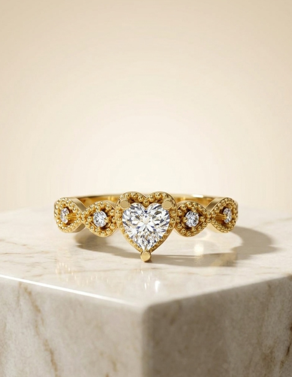 Anillo de compromiso de Oro 14 k zirconia cúbica 7