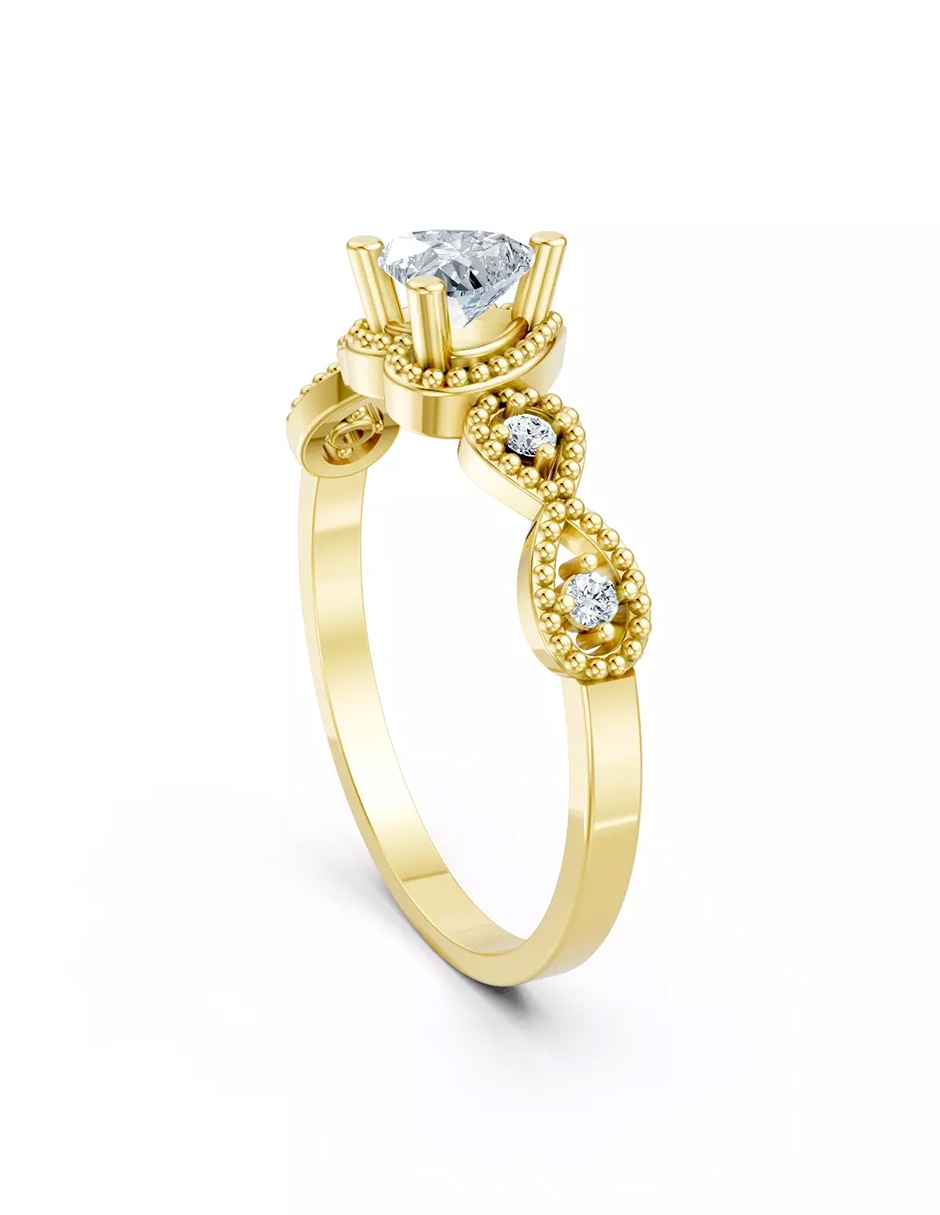 Anillo de compromiso de Oro 9 k zirconia cúbica 3