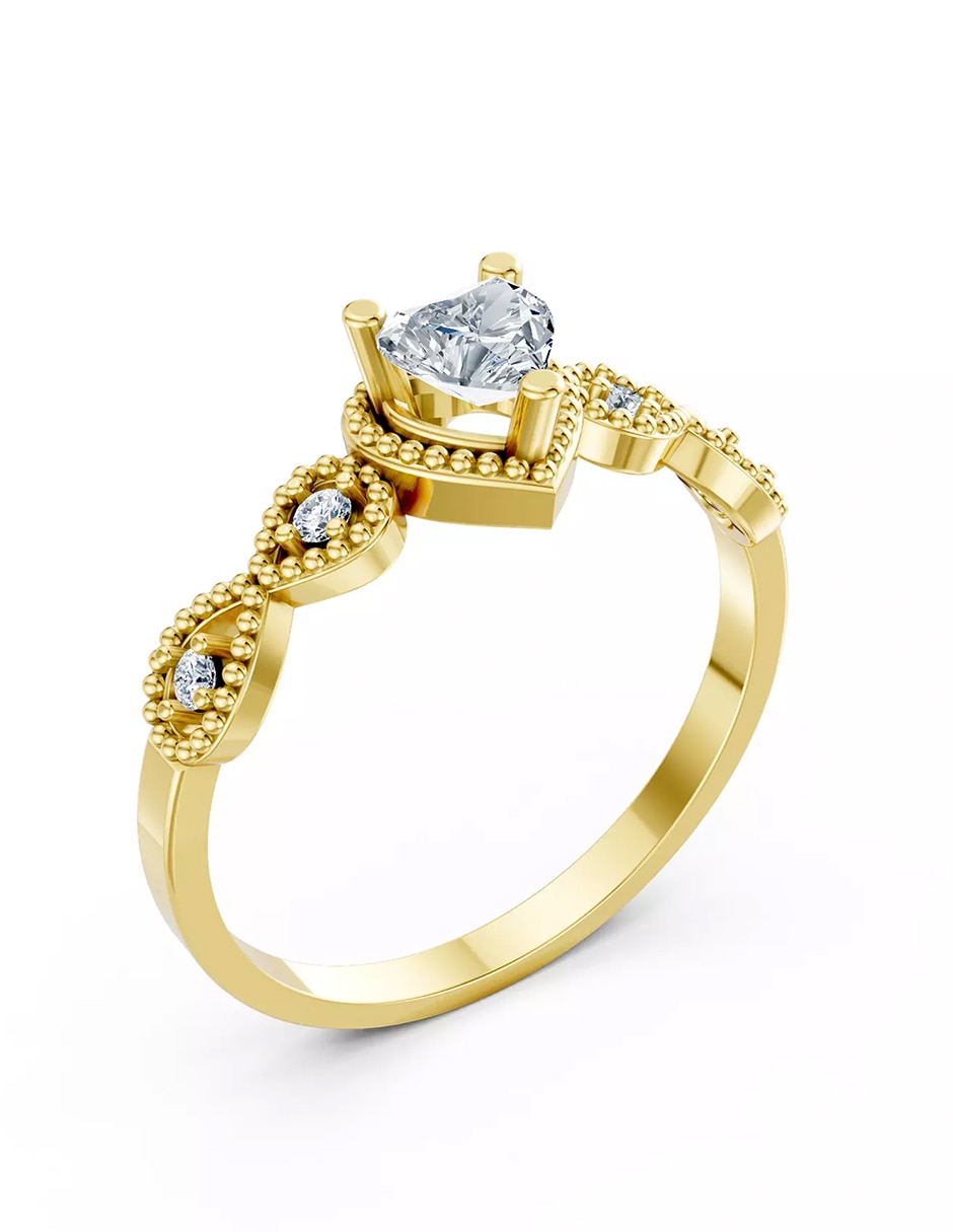 Anillo de compromiso de Oro 9 k zirconia cúbica 4