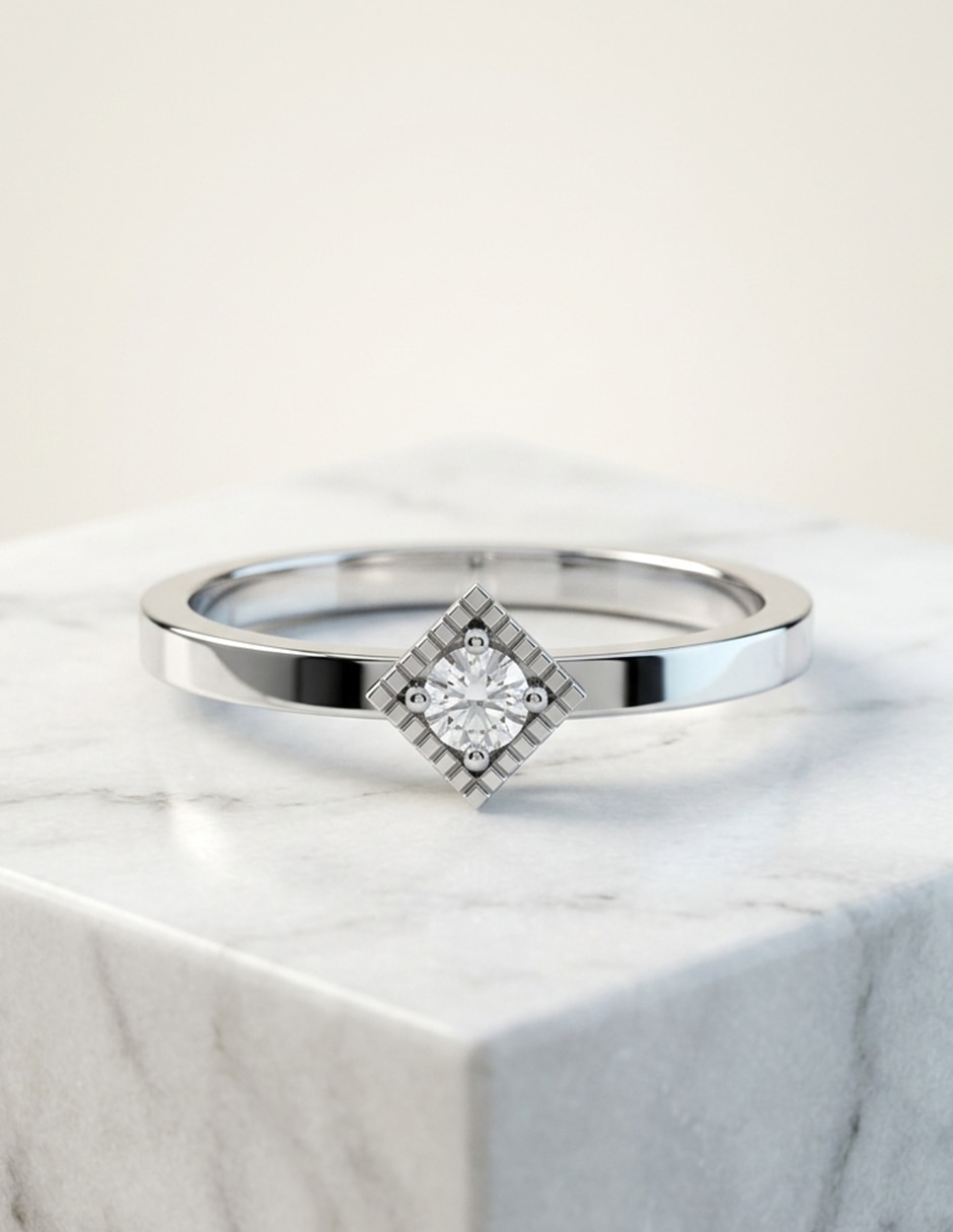Anillo de compromiso de Oro 18 k zirconia cúbica 5