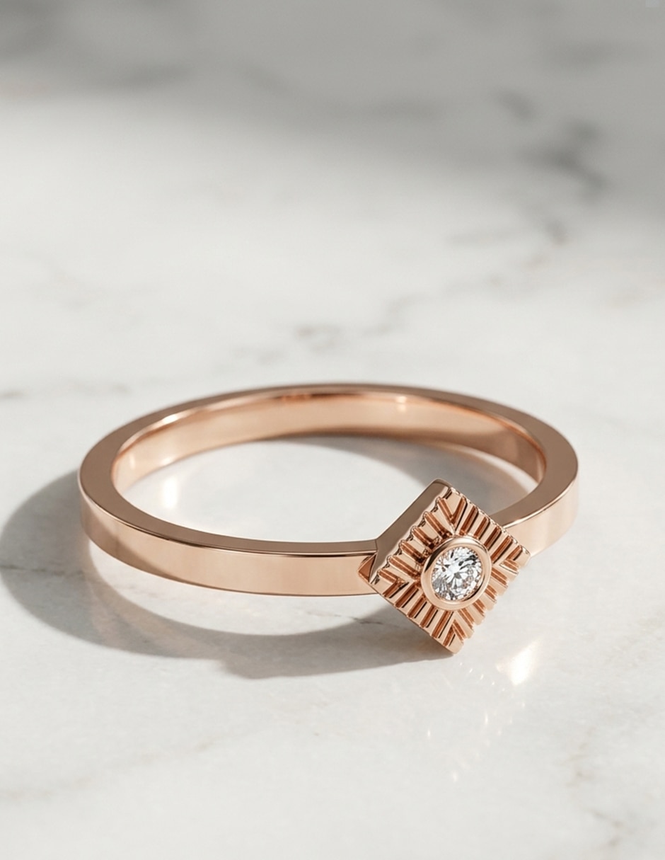 Anillo de compromiso de oro 9 k zirconia cúbica 5