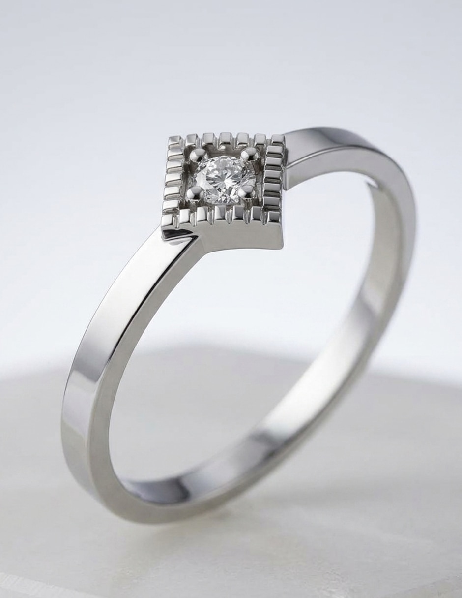 Anillo de compromiso de Oro 14 k zirconia cúbica 8