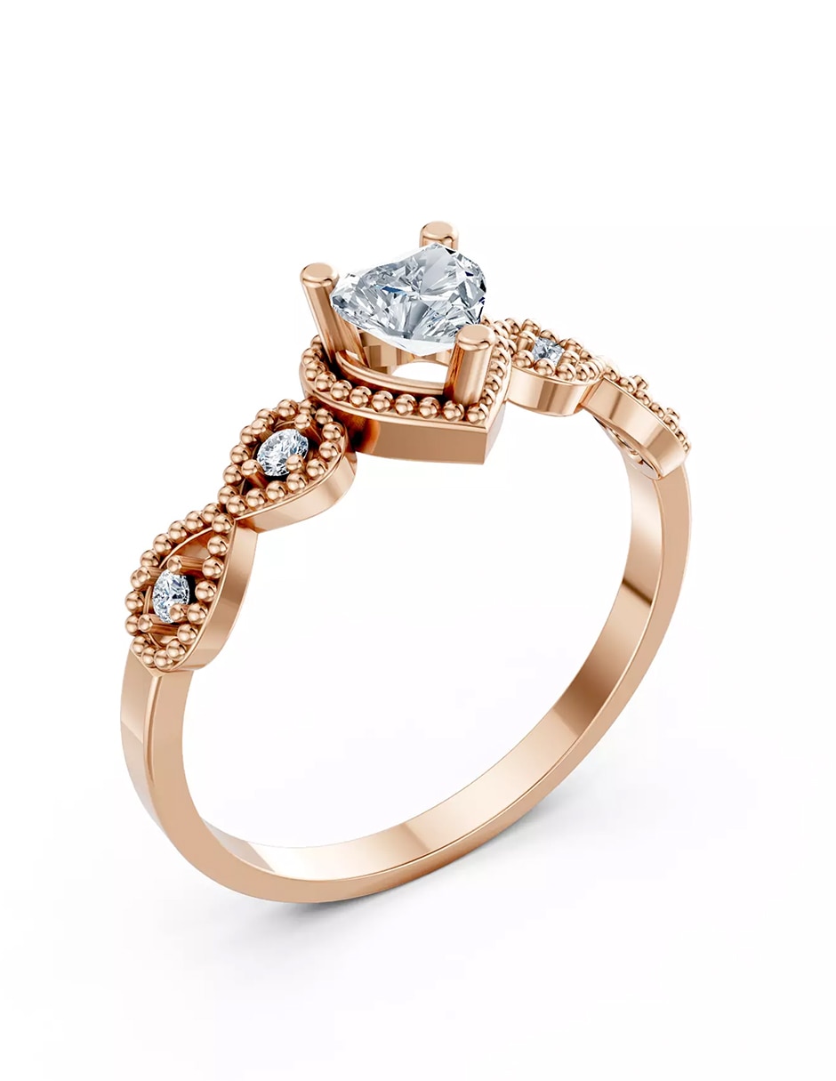 Anillo de compromiso de Oro 18 k zirconia cúbica 5