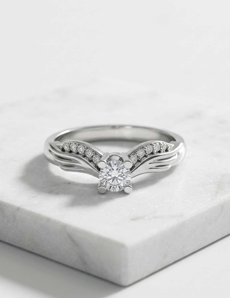 Anillo de compromiso de Oro 14 k zirconia cúbica 4