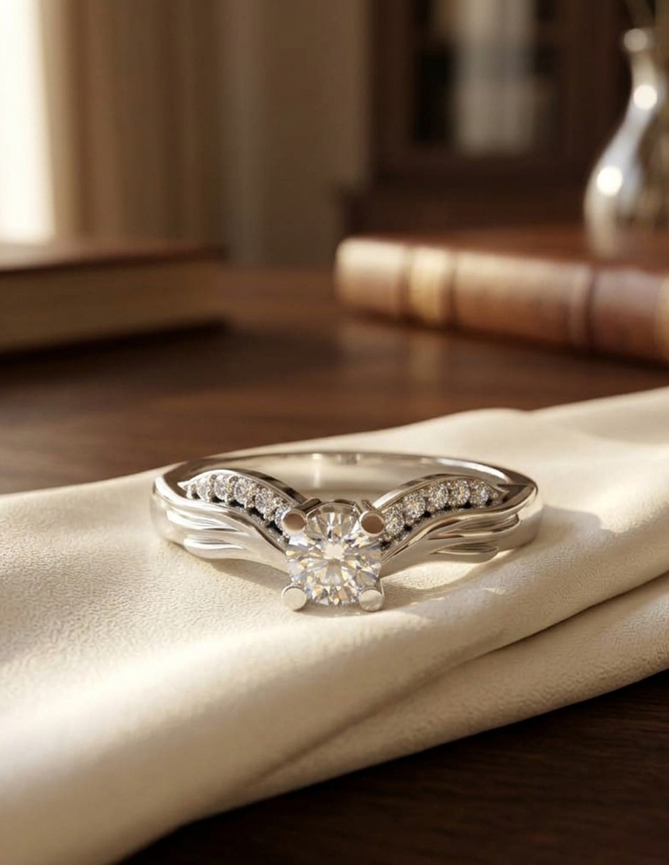 Anillo de compromiso de Oro 14 k zirconia cúbica 5