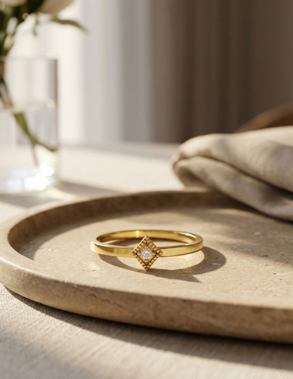 Anillo de compromiso de Oro 14 k zirconia cúbica 4
