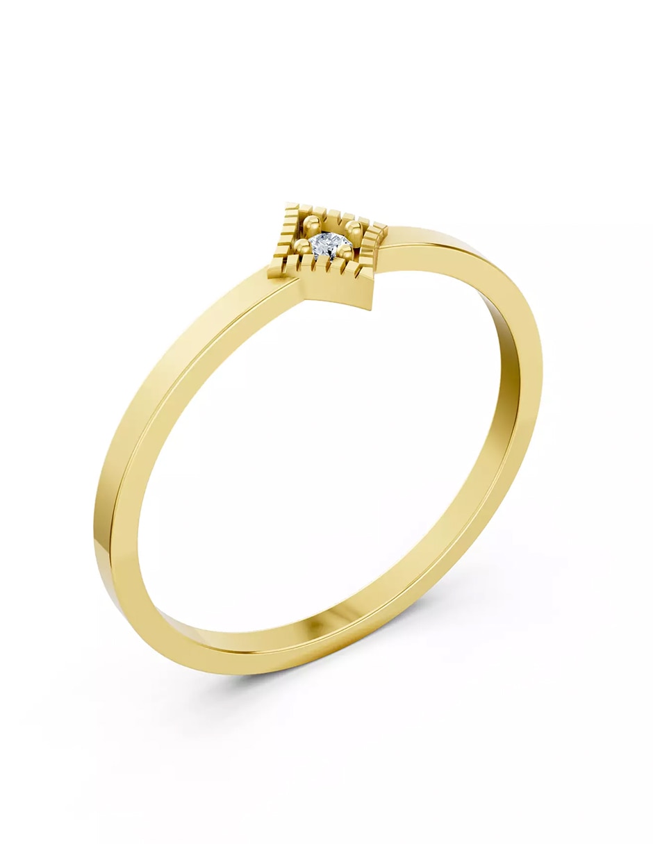 Anillo de compromiso de Oro 14 k zirconia cúbica 6