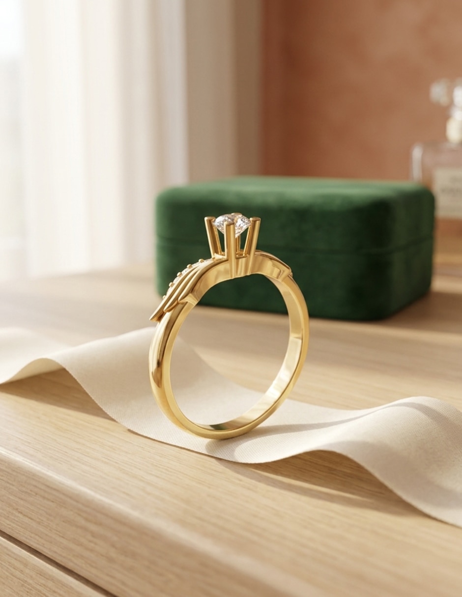 Anillo de compromiso de Oro 9 k zirconia cúbica 4
