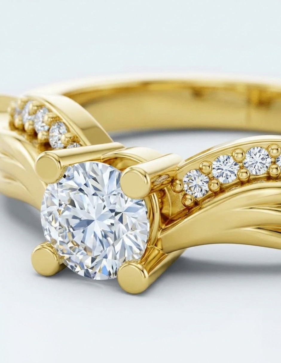 Anillo de compromiso de oro 14 k Amore Mio zirconia cúbica