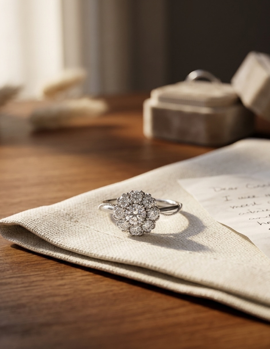 Anillo de compromiso de oro 14 k zirconia cúbica 4