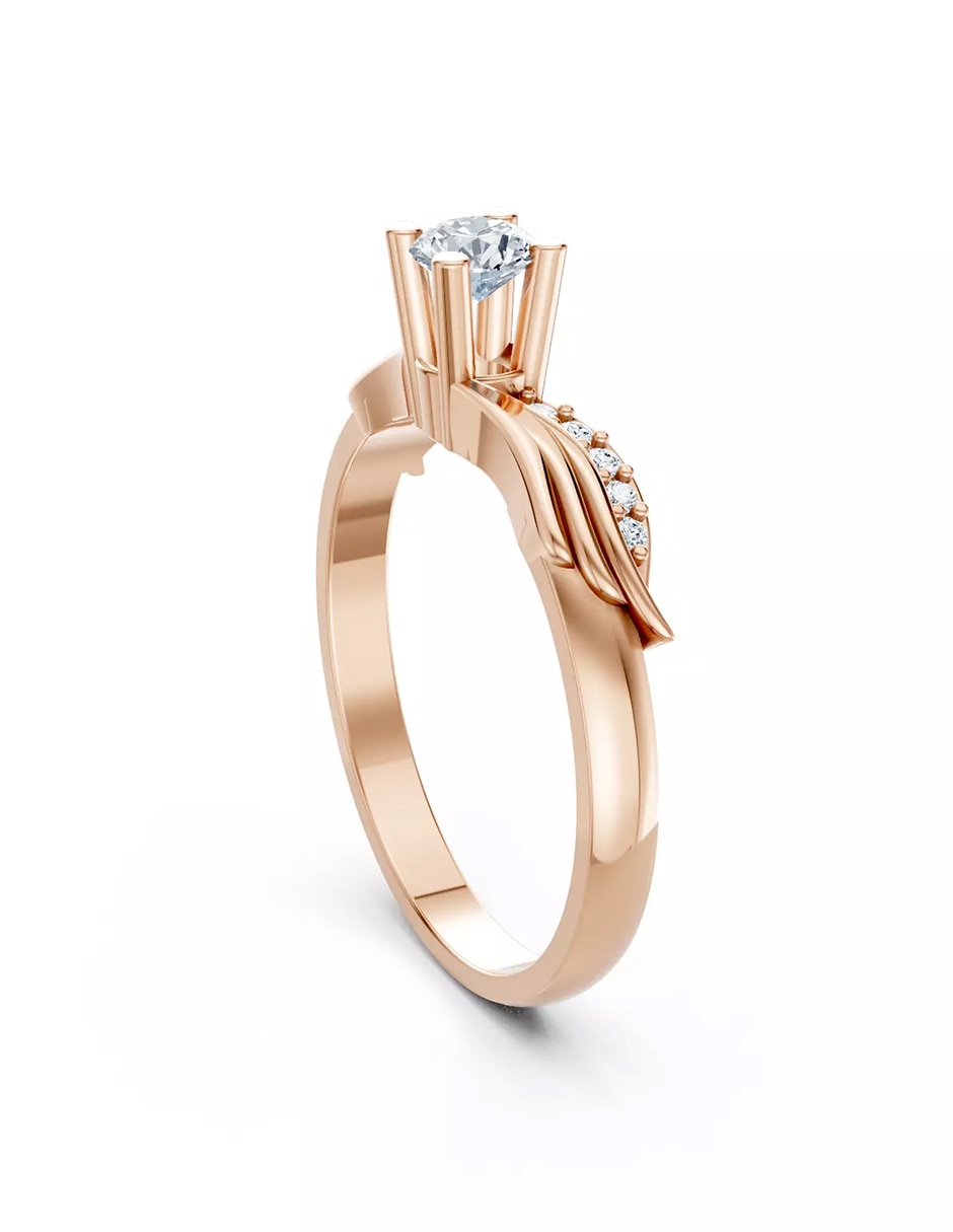 Anillo de compromiso de oro 18 k zirconia cúbica 4