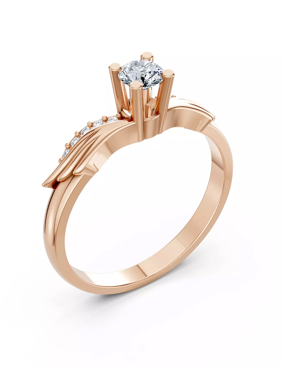 Anillo de compromiso de oro 18 k zirconia cúbica 5