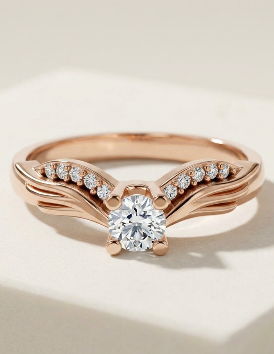Anillo de compromiso de oro 18 k zirconia cúbica 6