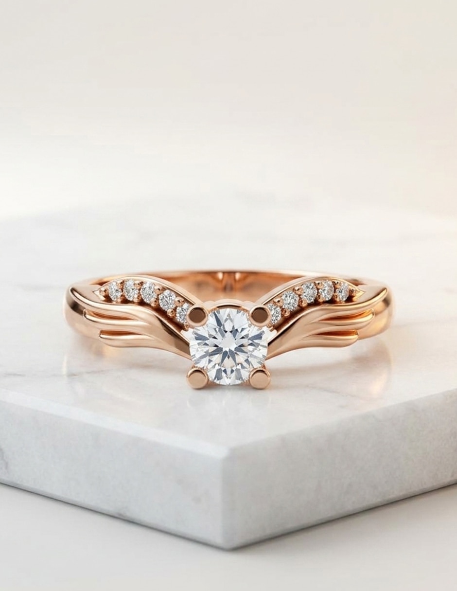 Anillo de compromiso de oro 18 k zirconia cúbica 7