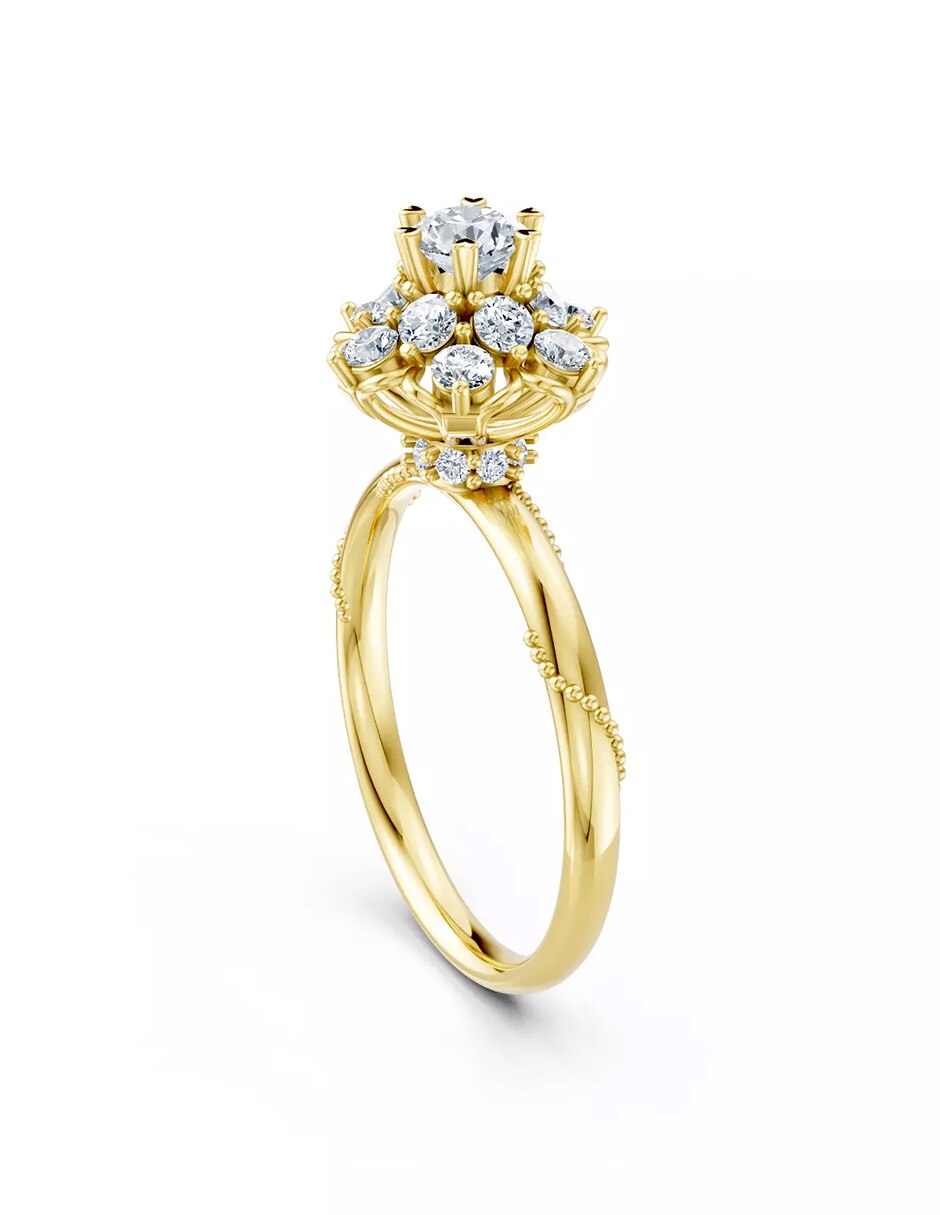 Anillo de compromiso de oro 14 k Amore Mio zirconia cúbica