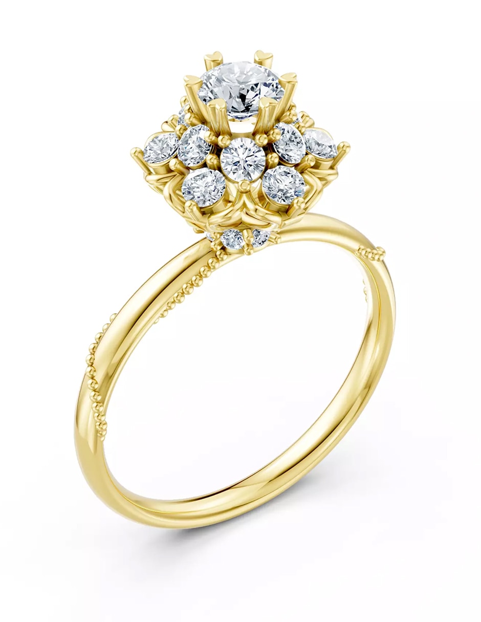 Anillo de compromiso de oro 14 k Amore Mio zirconia cúbica