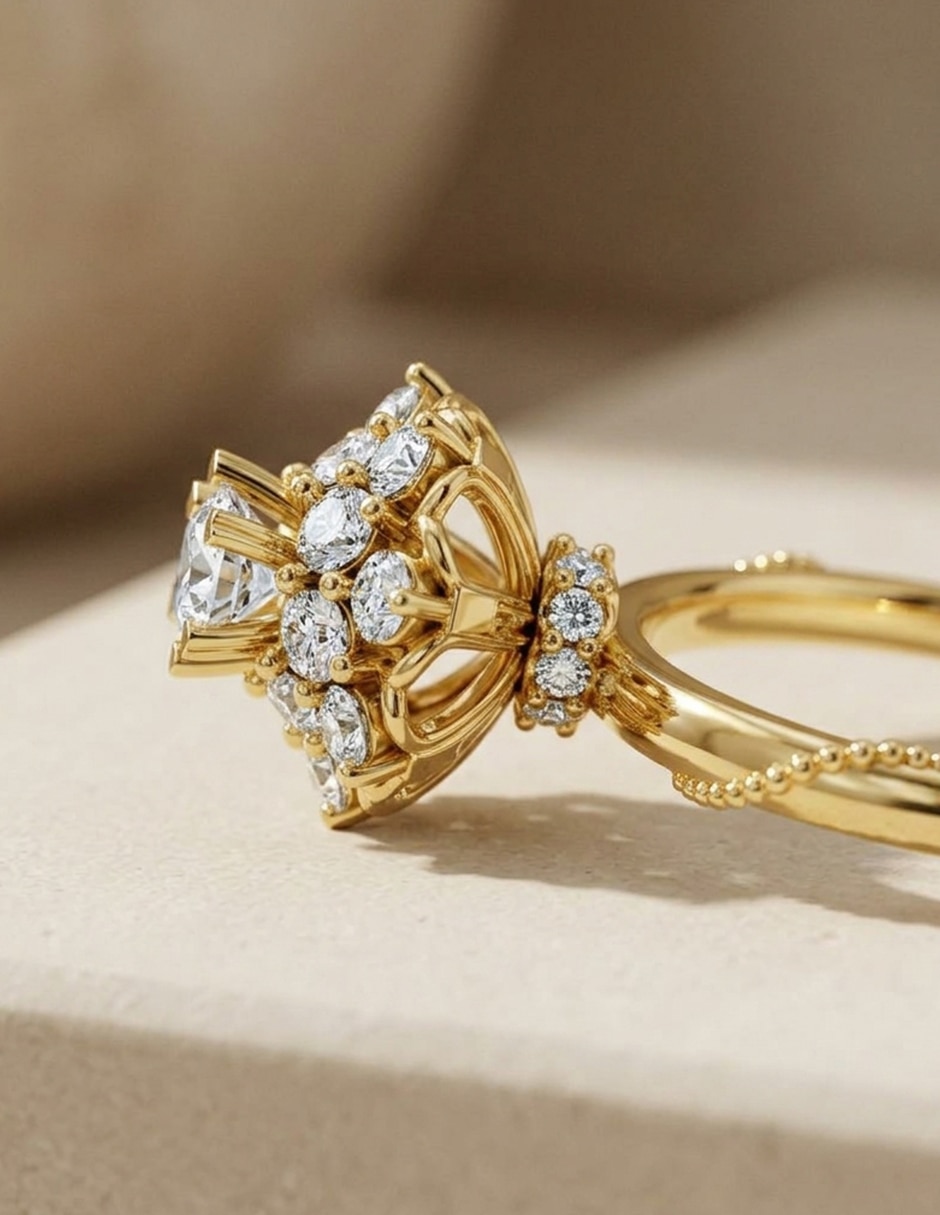 Anillo de compromiso de oro 14 k Amore Mio zirconia cúbica