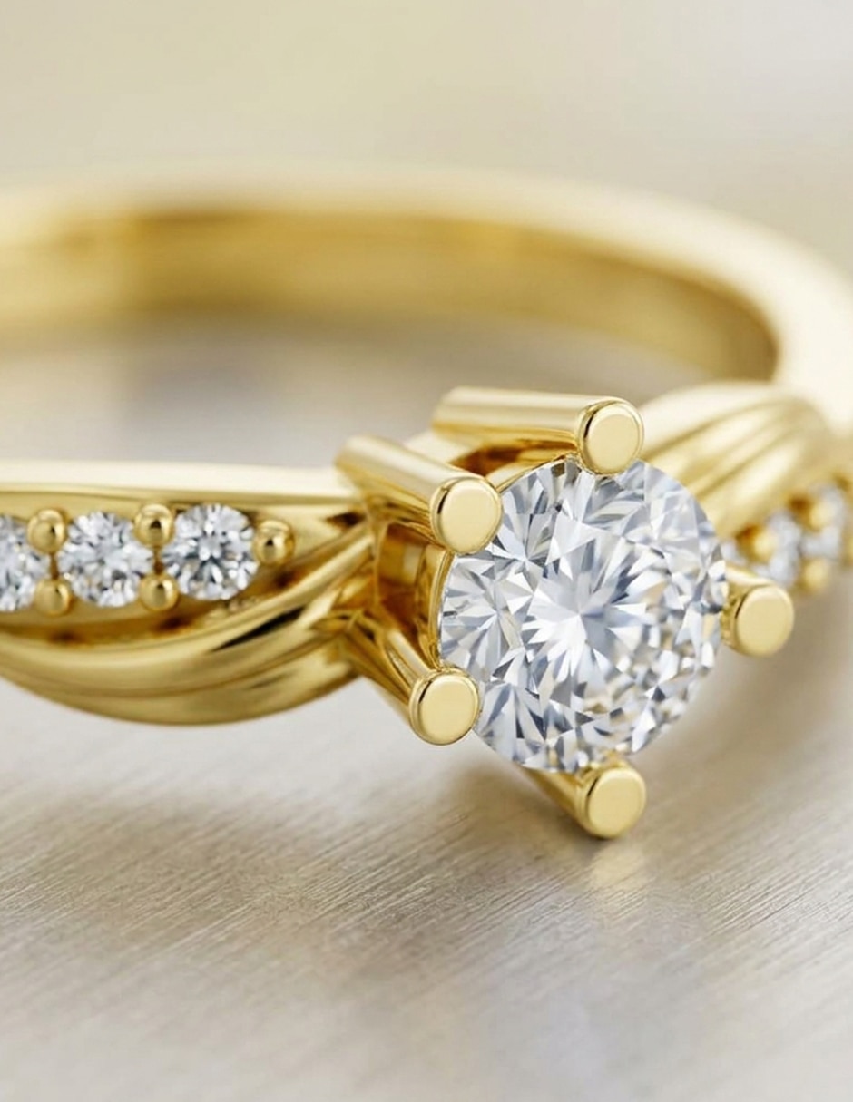 Anillo de compromiso de oro 9 k Amore Mio zirconia cúbica