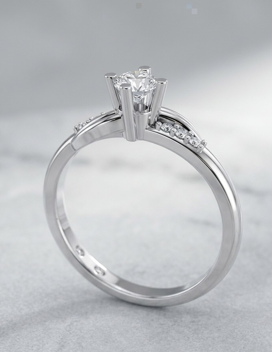 Anillo de compromiso de oro 18 k zirconia cúbica 5