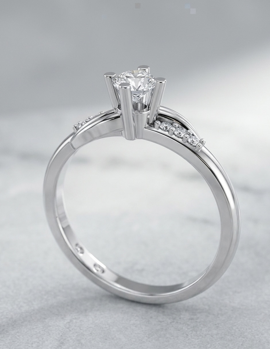Anillo de compromiso de oro 14k zirconia cúbica 5