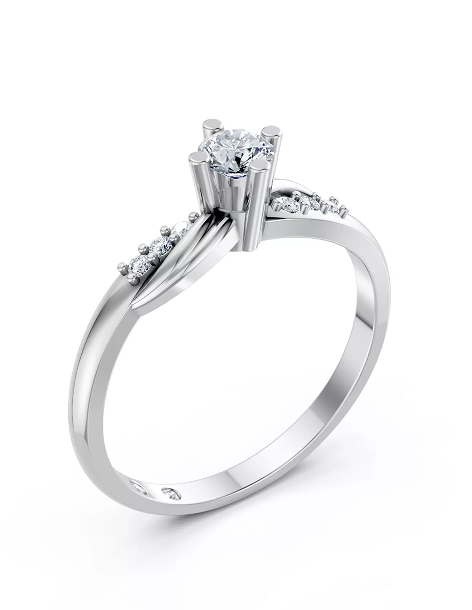 Anillo de compromiso de oro 14k zirconia cúbica 6