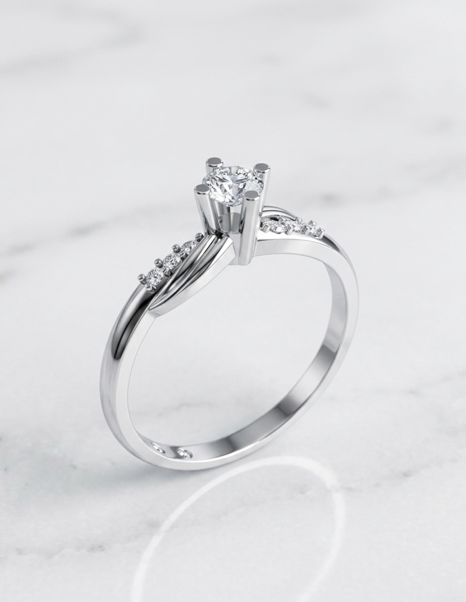 Anillo de compromiso de oro 14k zirconia cúbica 8