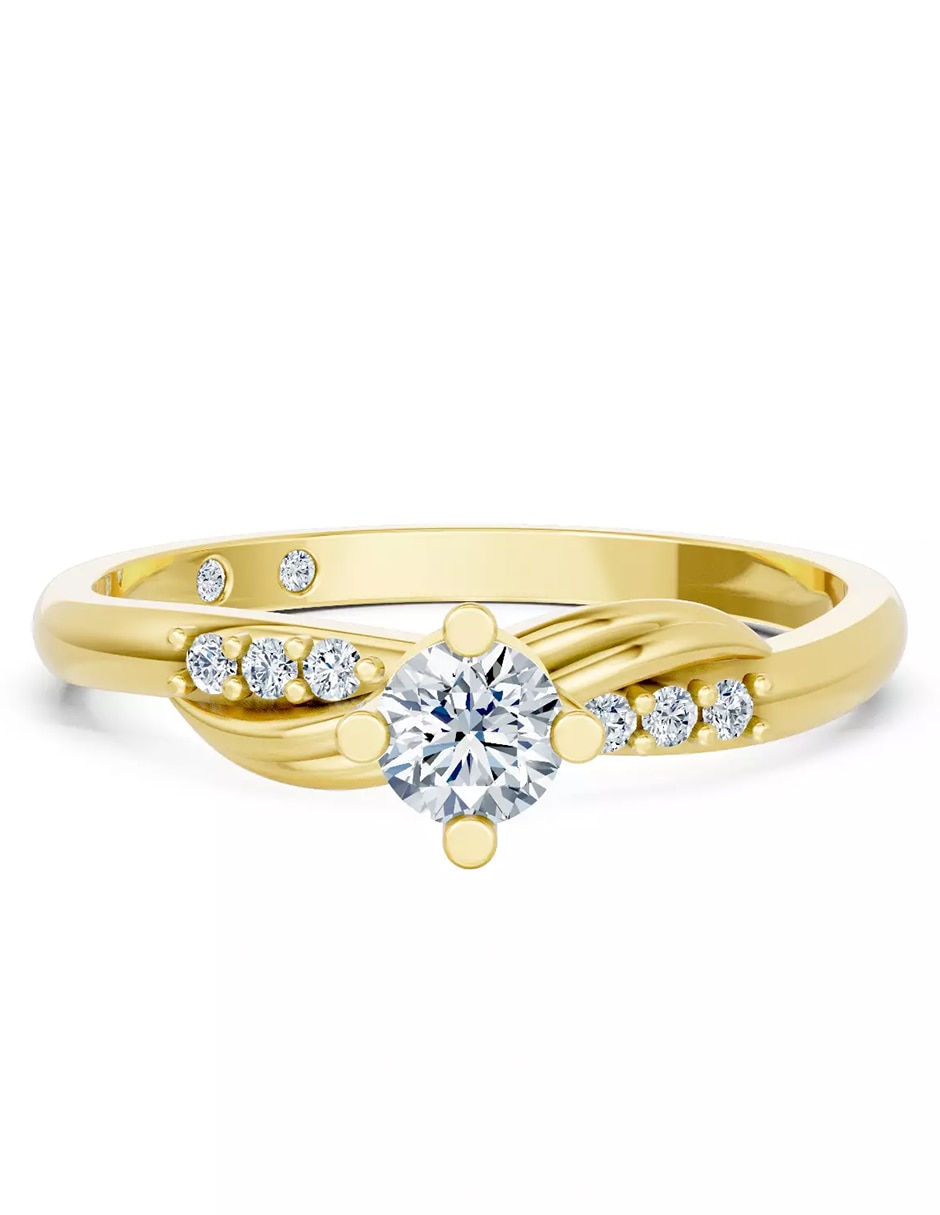 Anillo de compromiso de oro 14 k Amore Mio zirconia cúbica