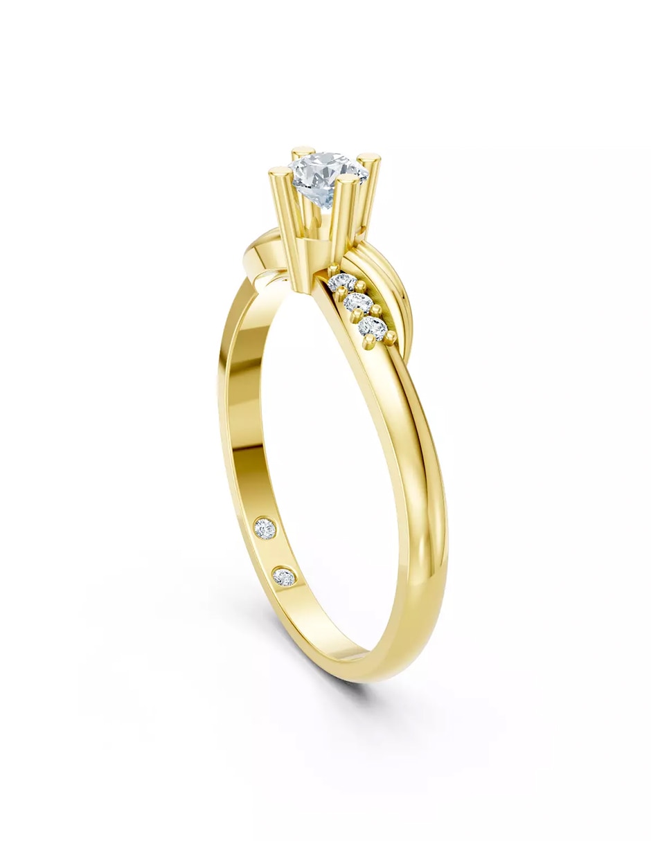 Anillo de compromiso de oro 14 k Amore Mio zirconia cúbica