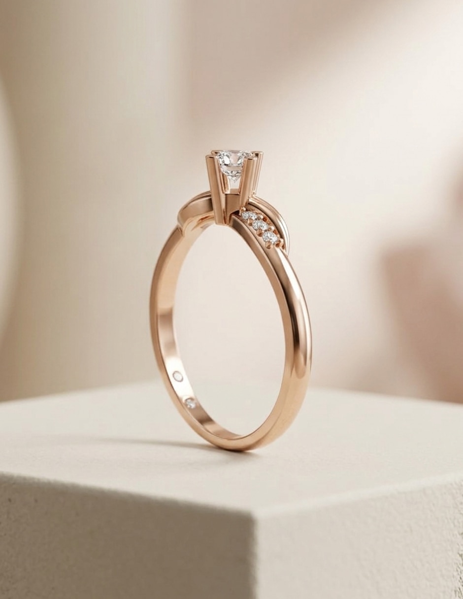 Anillo de compromiso de oro 14 k Amore Mio! 7