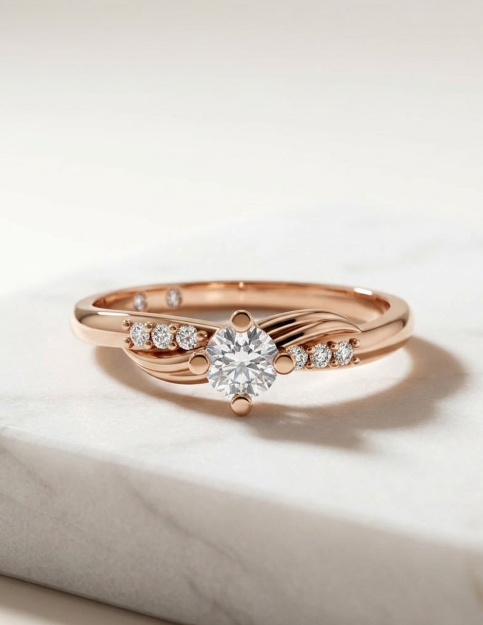 Anillo de compromiso de oro 14 k Amore Mio! 8