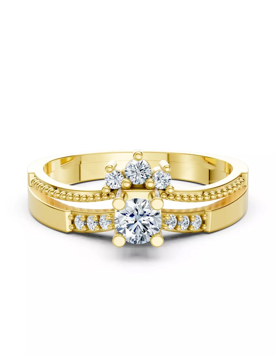 Anillo de compromiso de oro 9k Amore Mio zirconia cúbica