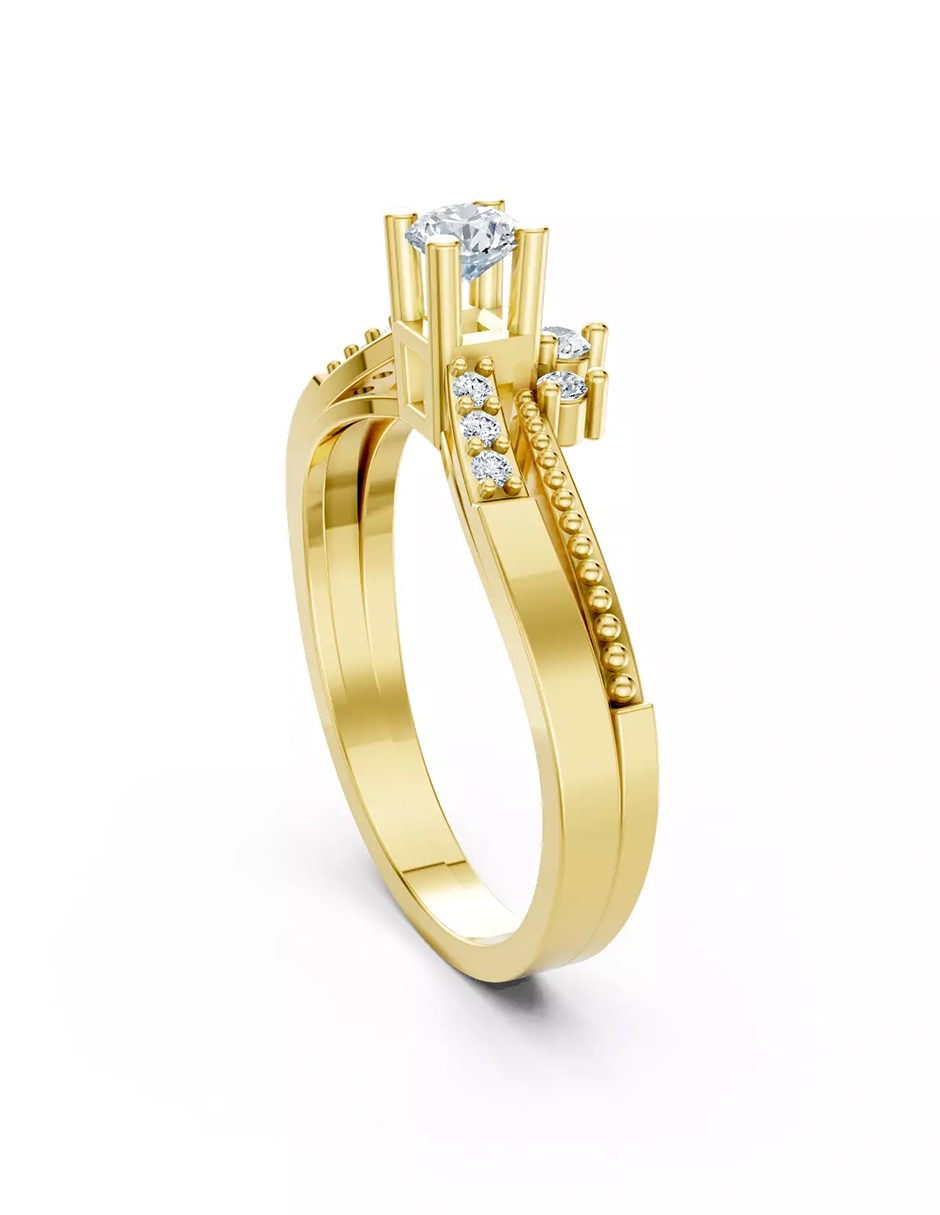 Anillo de compromiso de oro 9k Amore Mio zirconia cúbica