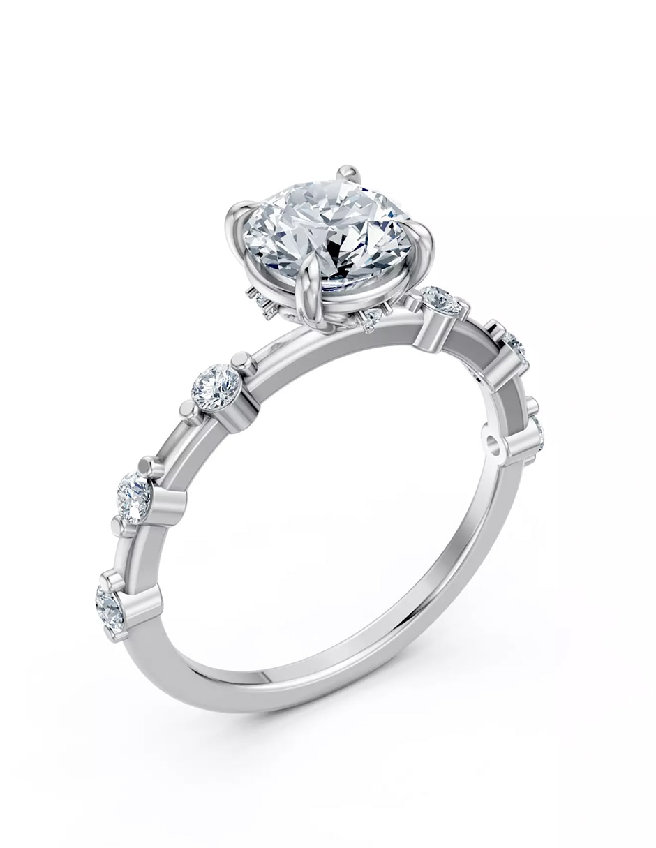Anillo de compromiso de oro 14 k zirconia cúbica 6