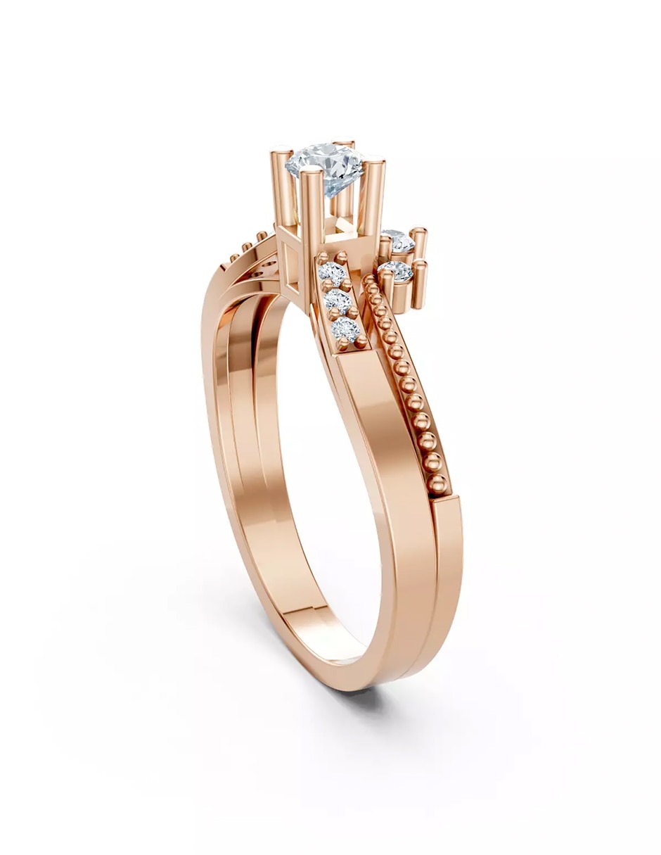 Anillo de compromiso de oro 14 k zirconia cúbica 3