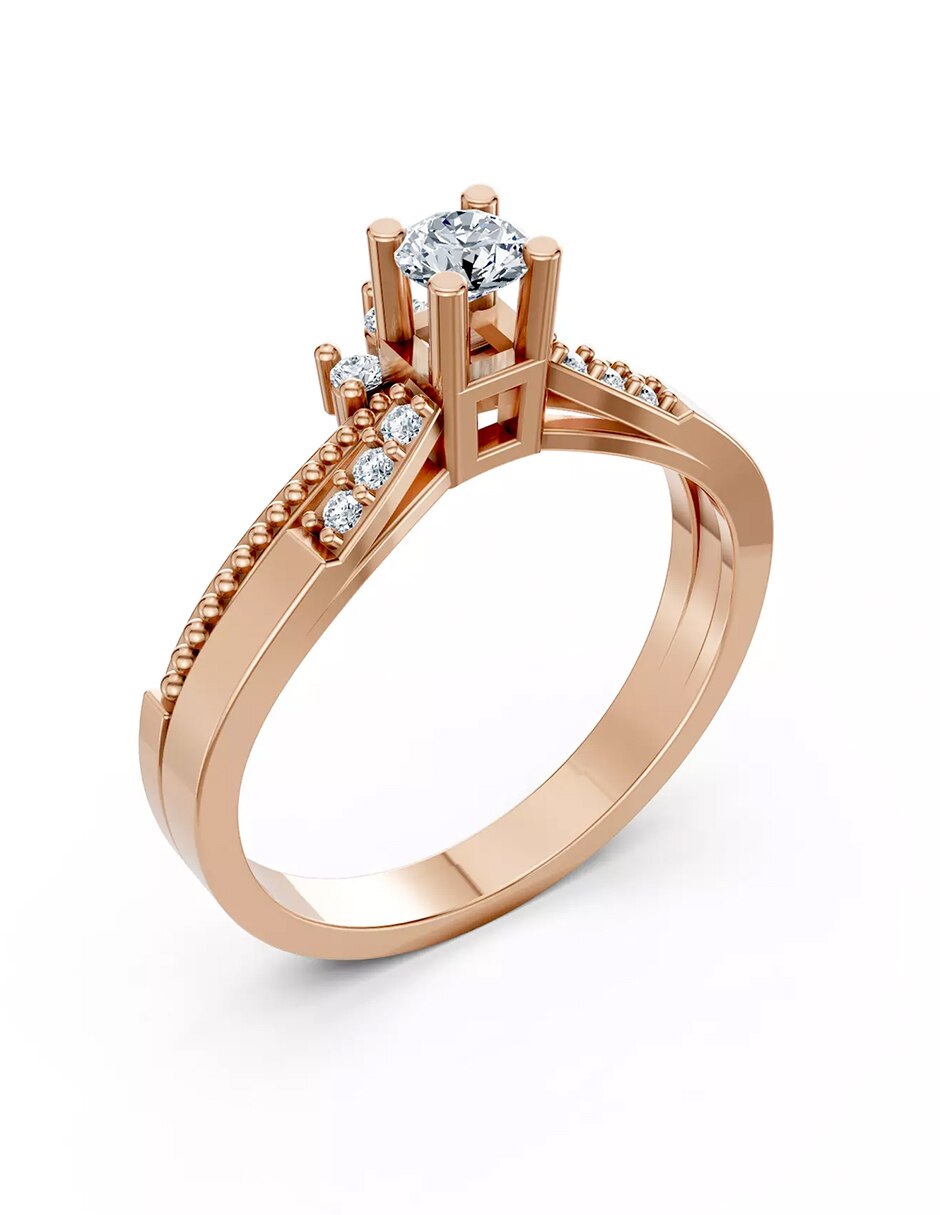 Anillo de compromiso de oro 14 k zirconia cúbica 6