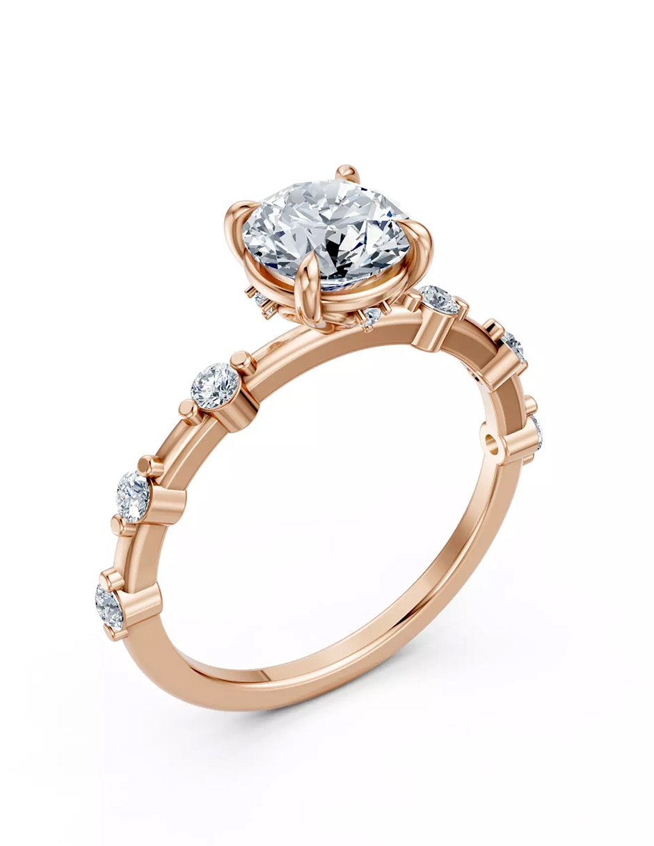 Anillo de compromiso de oro 18 k zirconia cúbica 5
