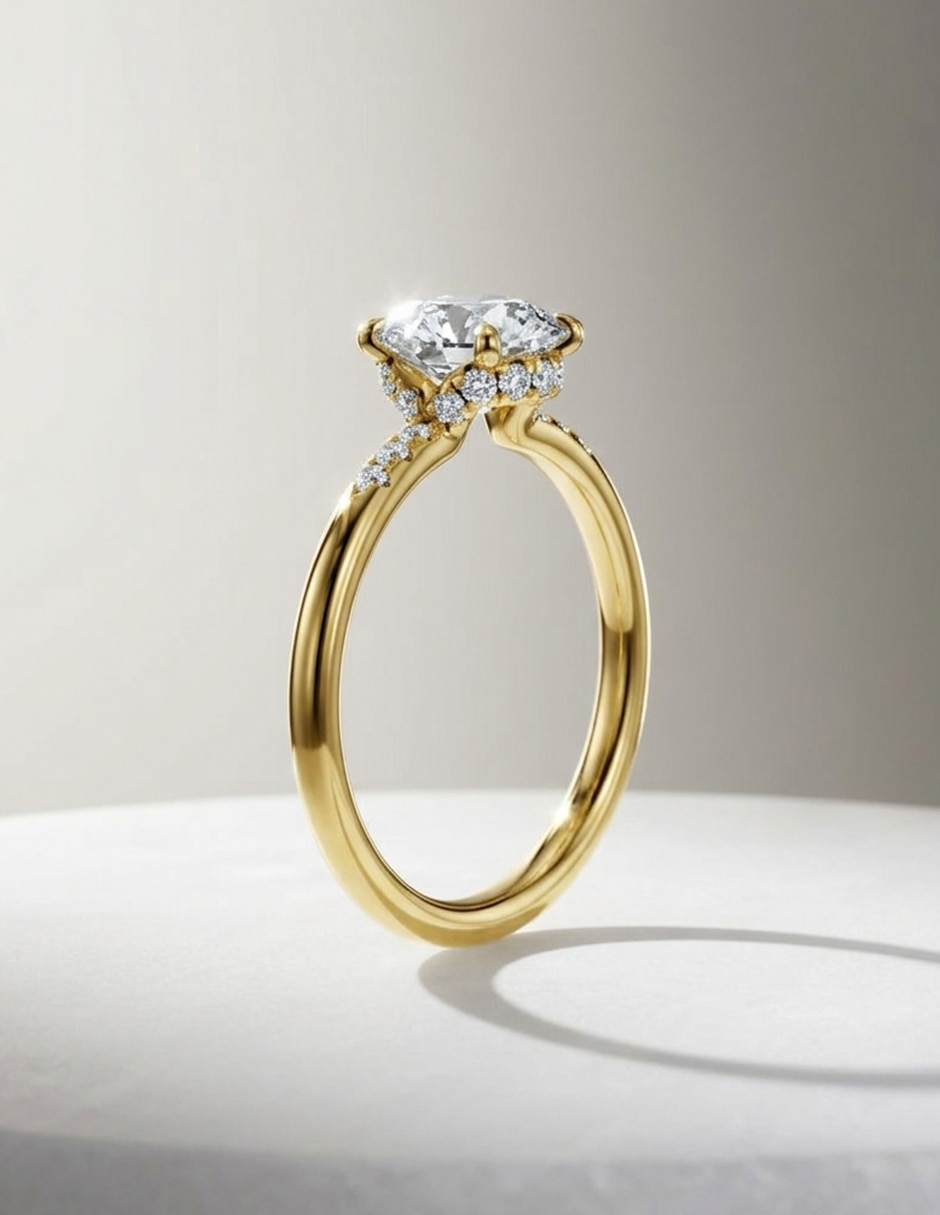 Anillo de compromiso de oro 14 k Amore Mio zirconia cúbica