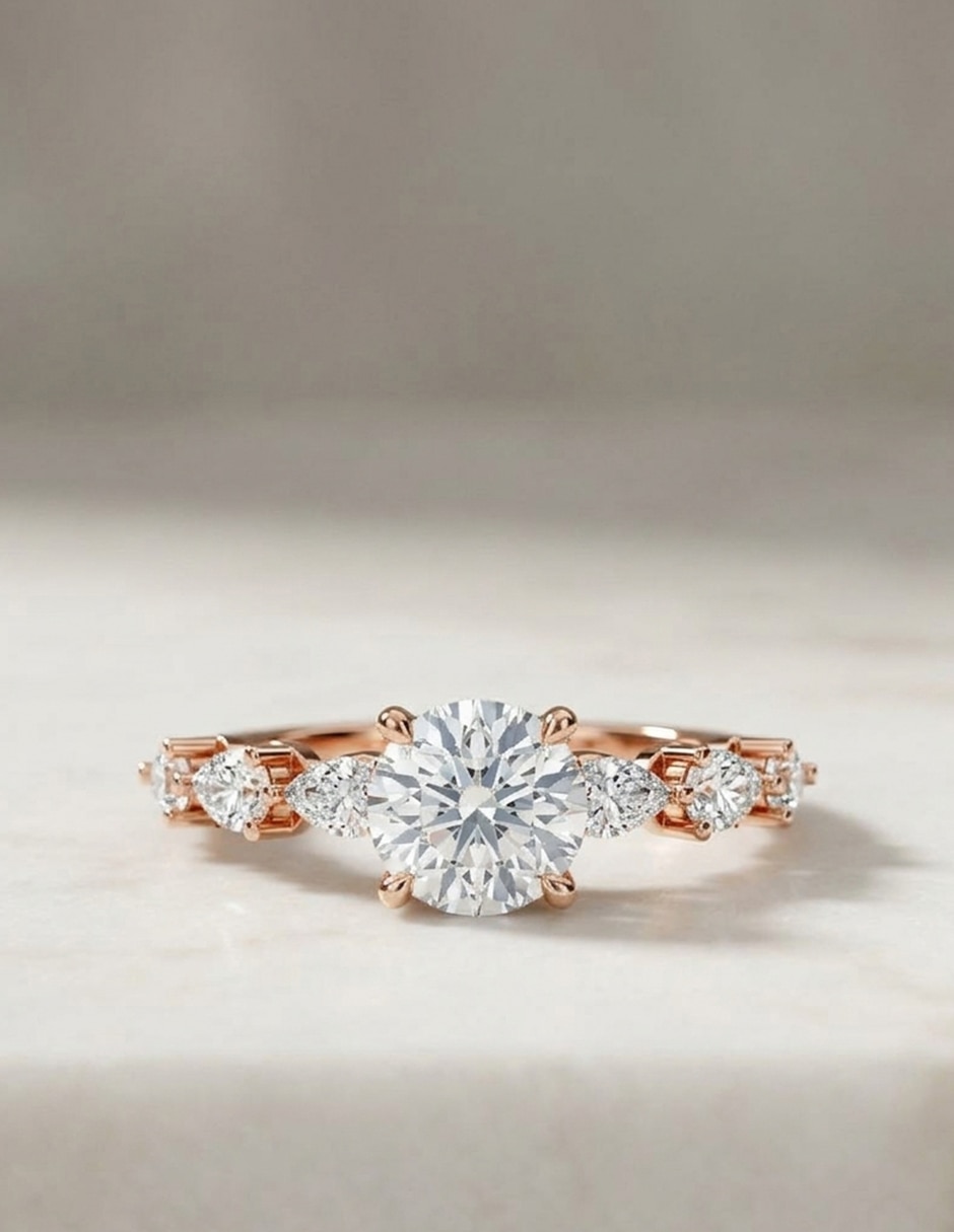 Anillo de compromiso de oro 14 k zirconia cúbica 5