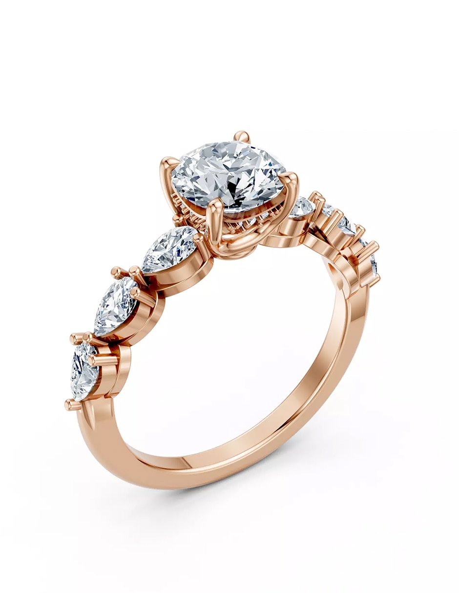 Anillo de compromiso de oro 14 k zirconia cúbica 6